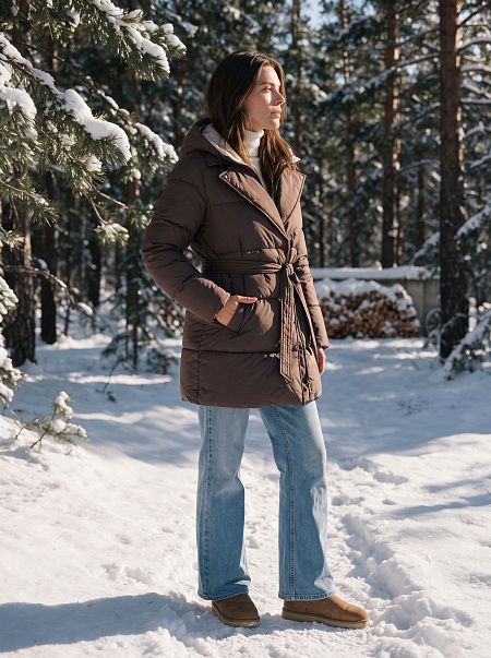 Куртка женская зимняя LAWINTER, коричневая, модель 86838