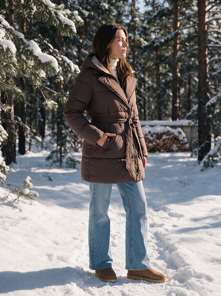 Куртка женская зимняя LAWINTER, коричневая, модель 86838