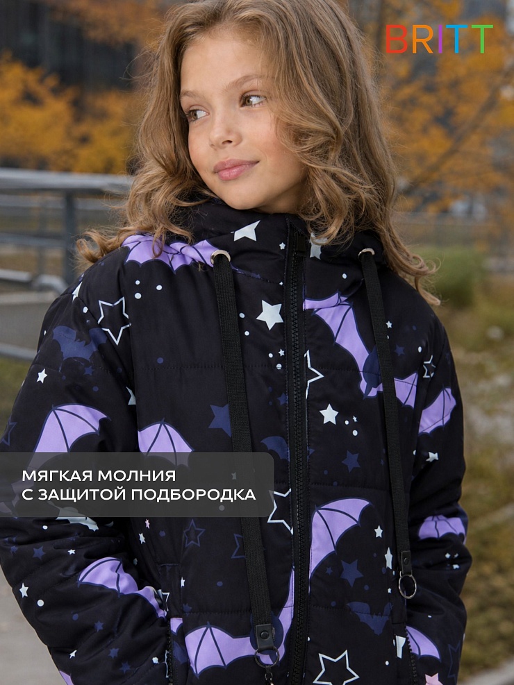 Куртка для девочки демисезонная BRITT, черная, модель 63751