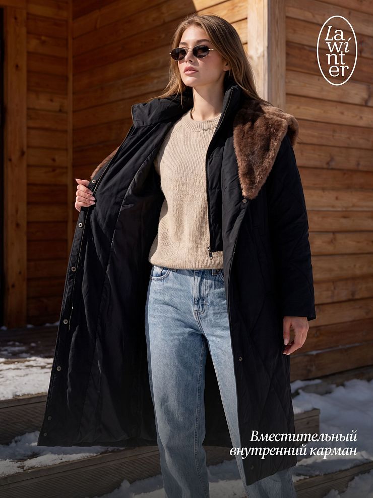 Пуховик женский зимний LAWINTER, черный, модель 86771