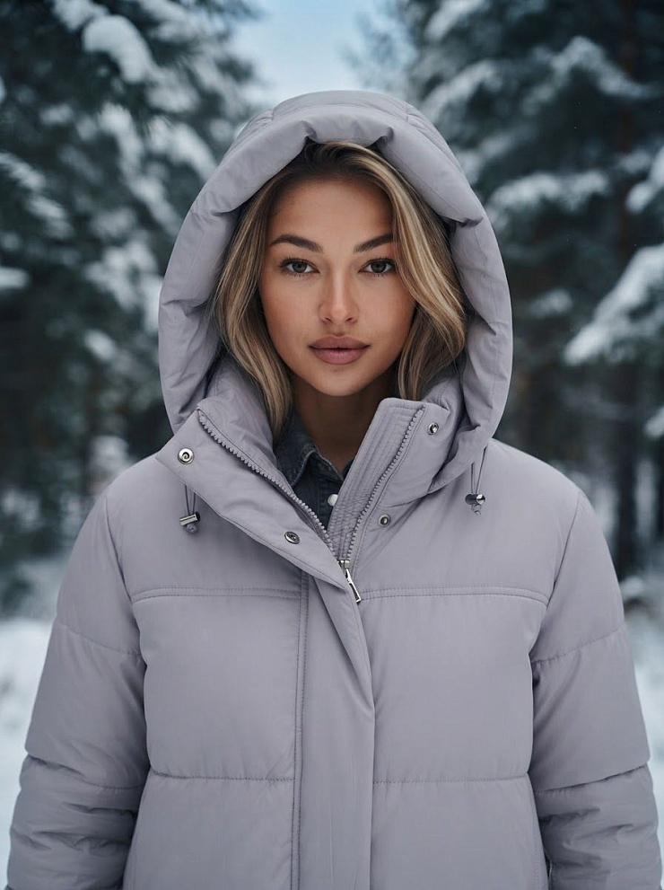 Куртка женская зимняя LAWINTER, серо-голубая, модель 85221