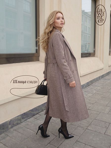 Пальто женское осеннее LAWINTER, капучино, модель 8573