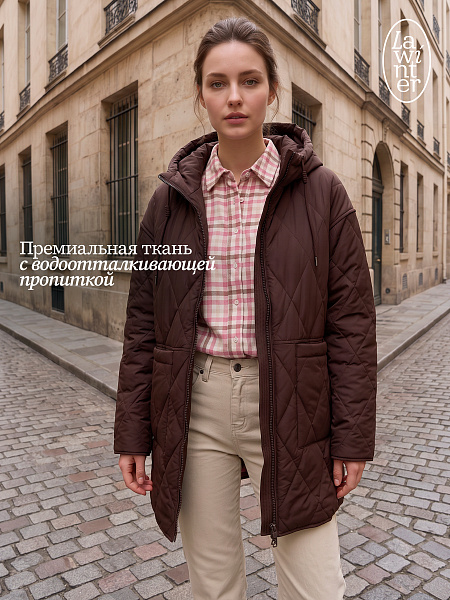 Куртка женская демисезонная LAWINTER, коричневая, модель 85388