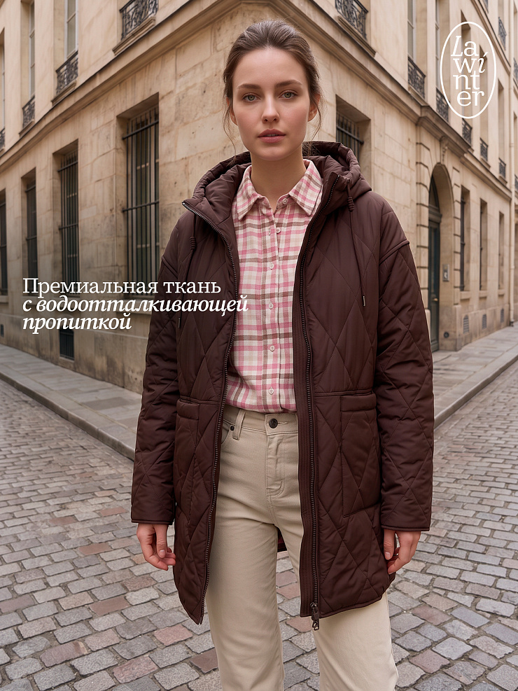 Куртка женская демисезонная LAWINTER, коричневая, модель 85388