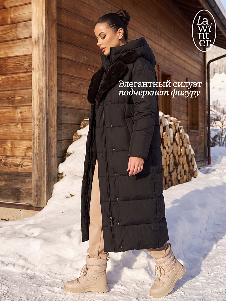 Пуховик женский зимний LAWINTER, черный, модель 86603