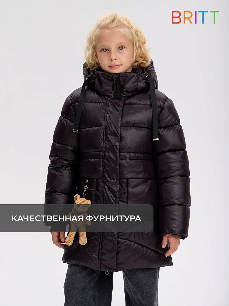 Куртка для девочки зимняя BRITT, черная, модель 65918