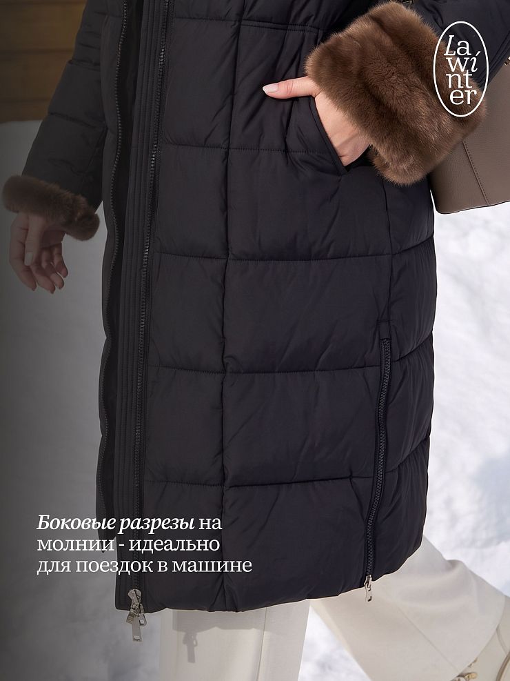Пуховик женский зимний LAWINTER, черный, модель 85471