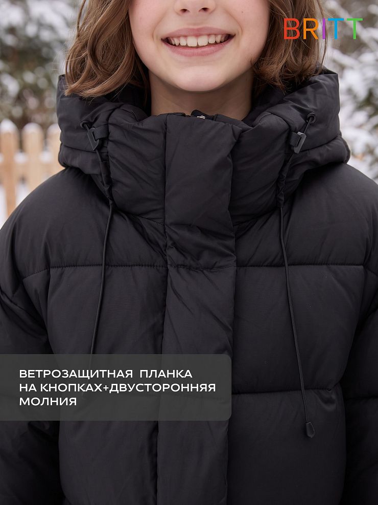 Куртка для девочки зимняя BRITT, черная, модель 66782