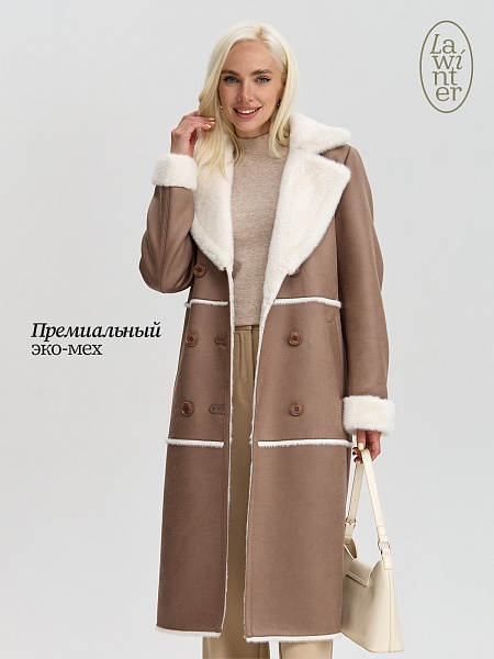 Дубленка женская зимняя LAWINTER, мокко, модель 3422