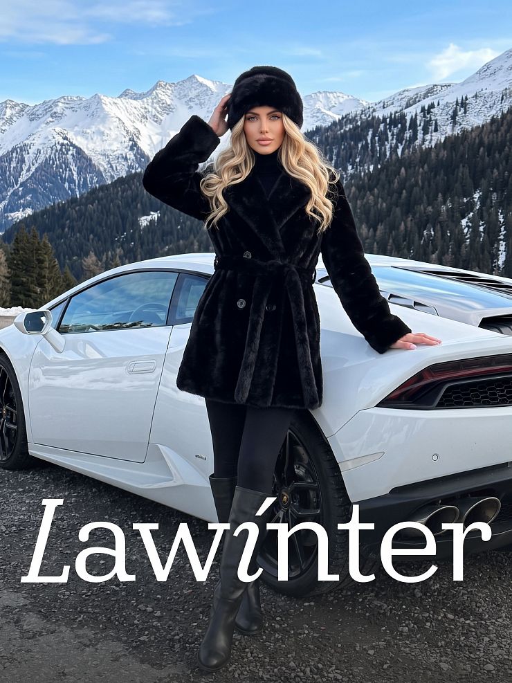 Шуба женская зимняя LAWINTER, черная, модель 55820