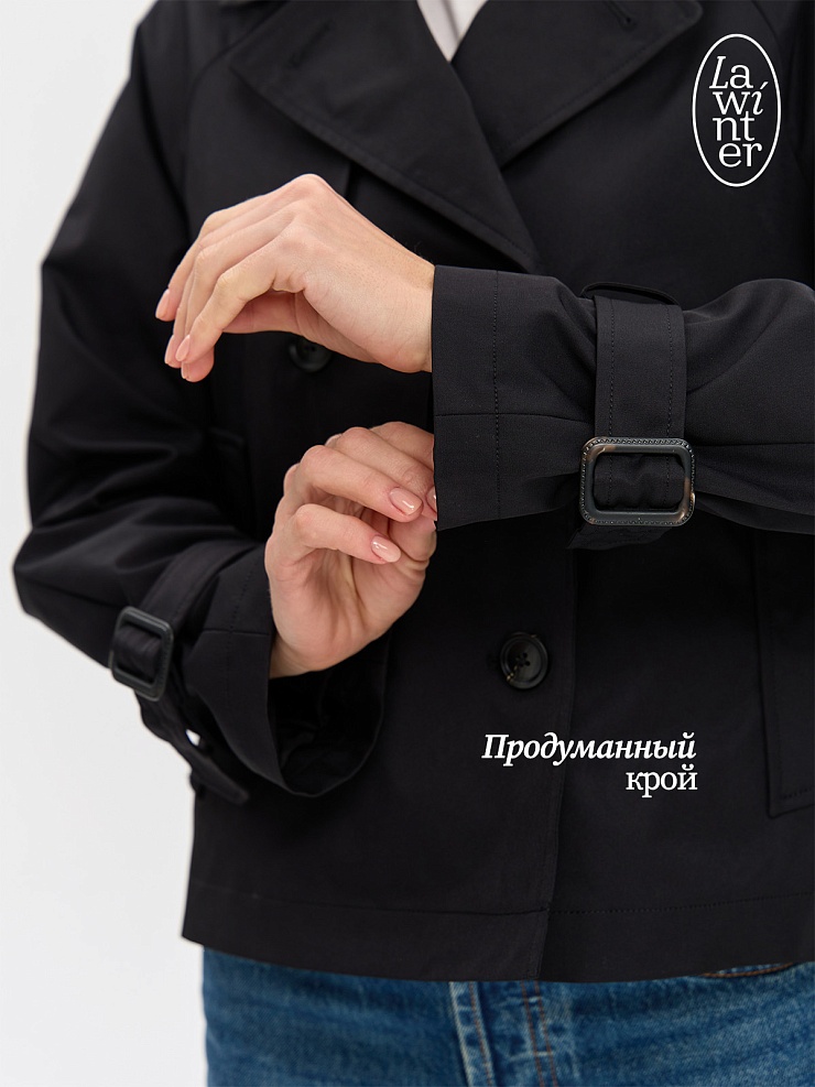 Плащ женский осенний LAWINTER, черный, модель 83414