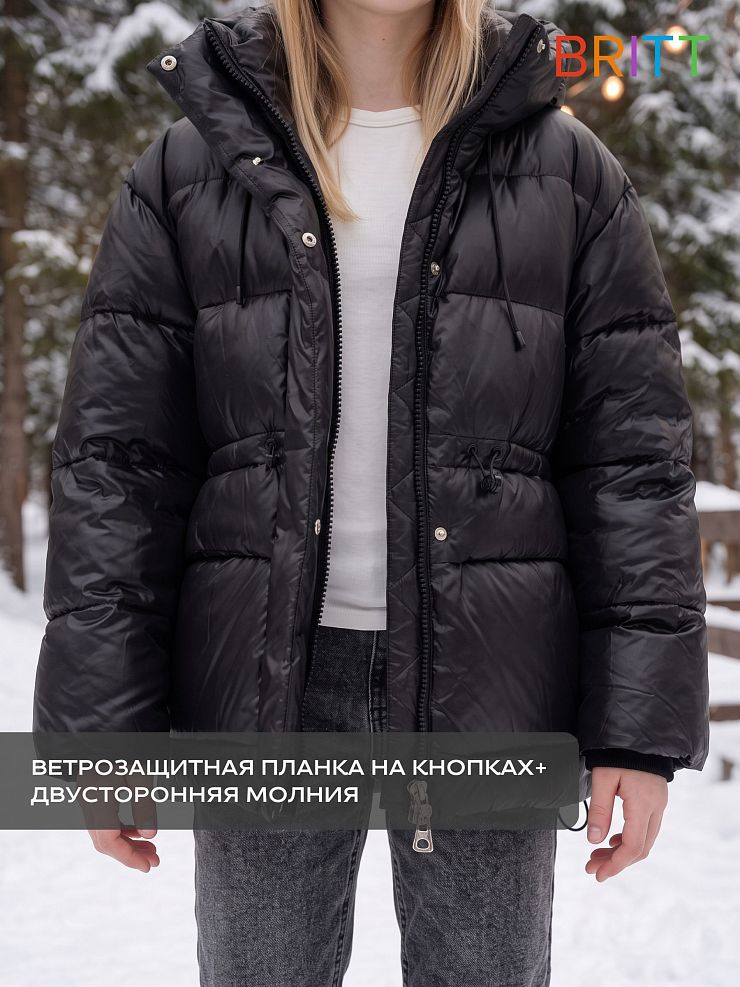 Куртка для девочки зимняя BRITT, черная, модель 66858