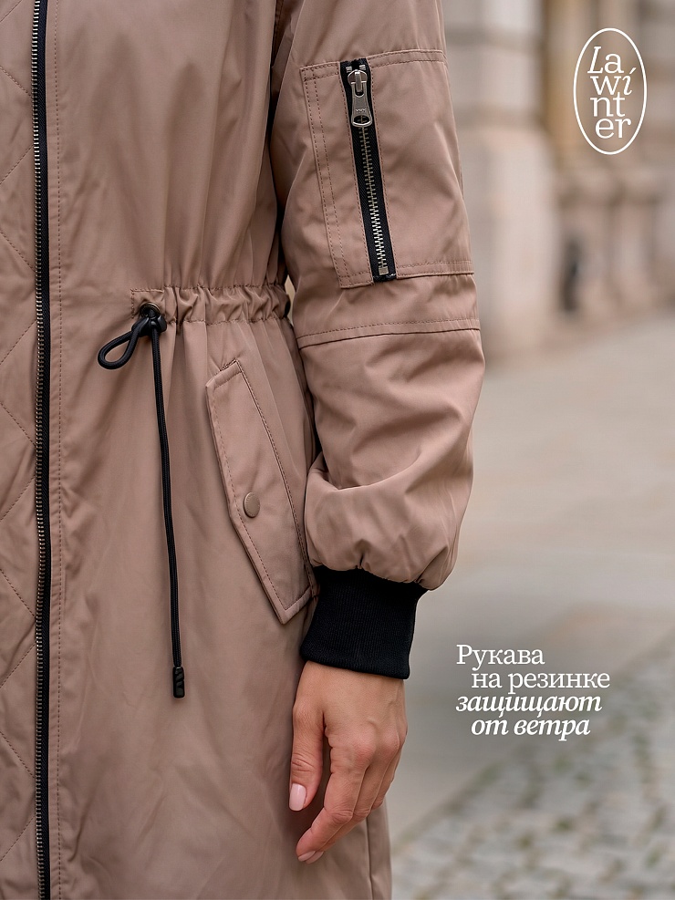 Плащ женский осенний LAWINTER, темно-серый, модель 82433