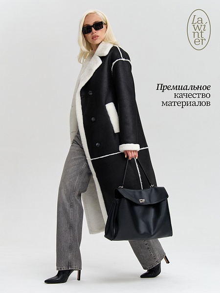 Дубленка женская зимняя LAWINTER, черная, модель 34419