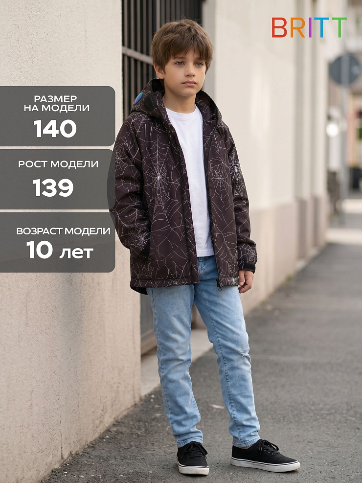 Куртка для мальчика демисезонная BRITT, черно-серая, модель 65739