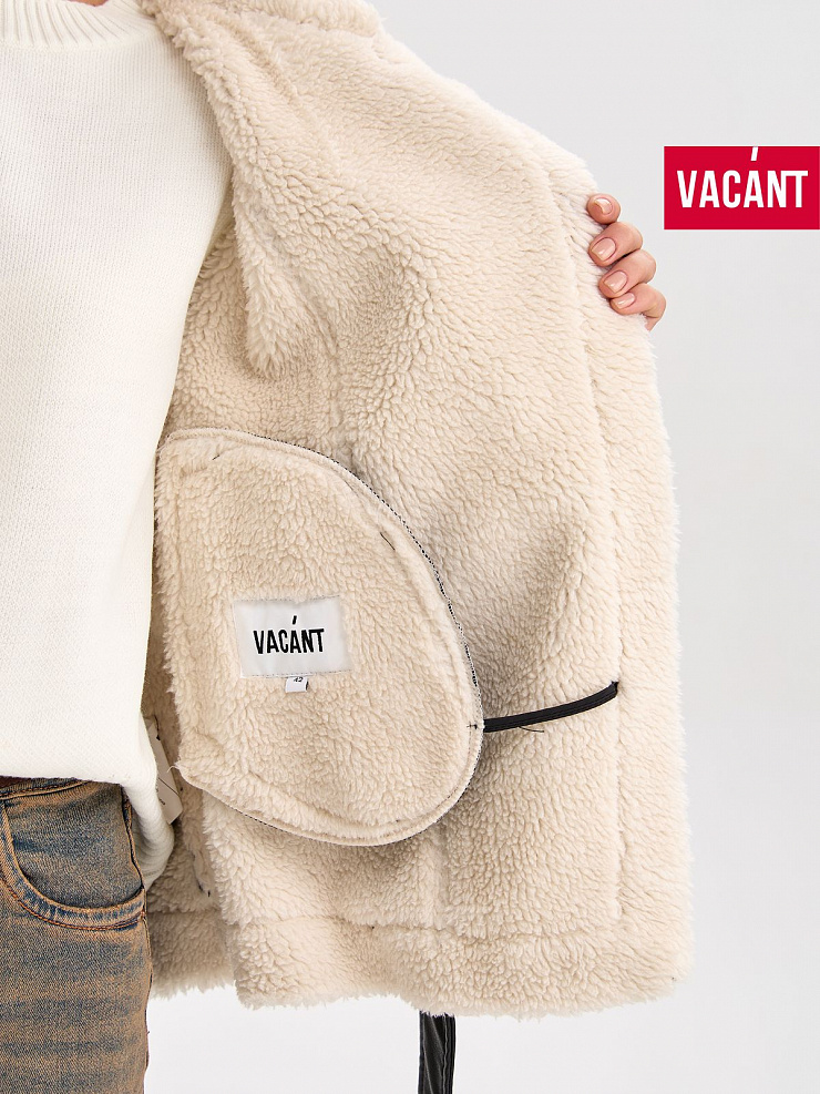 Дубленка женская демисезонная VACANT, коричневая, модель 34745
