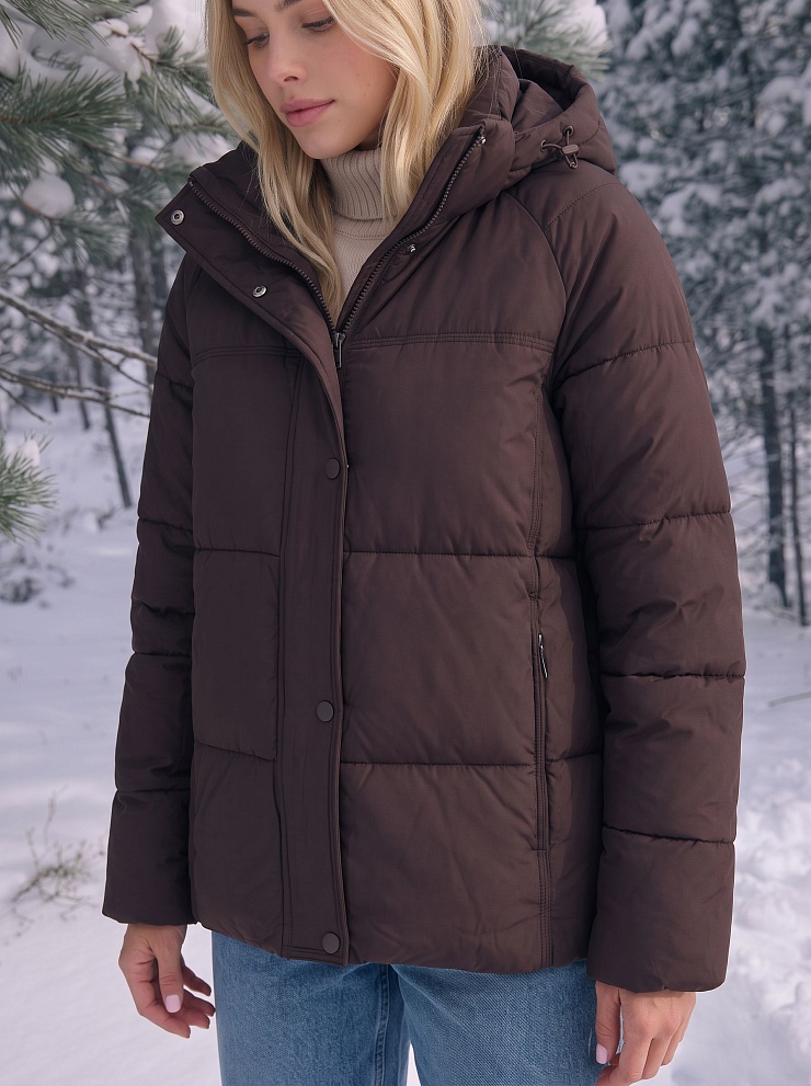 Куртка женская зимняя LAWINTER, коричневая, модель 85316