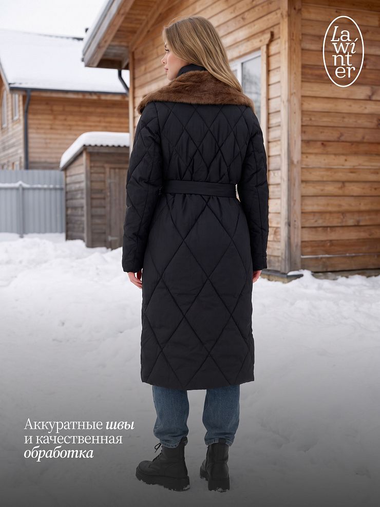 Пуховик женский зимний LAWINTER, черный, модель 86771