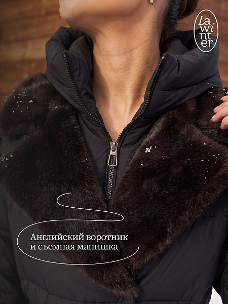 Пуховик женский зимний LAWINTER, черный, модель 86603