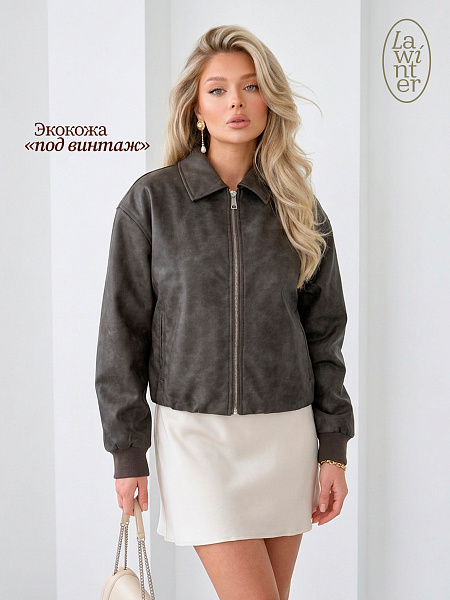 Куртка женская осенняя LAWINTER, серая, модель 25916