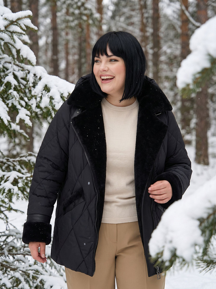 Куртка женская зимняя LAWINTER, черная, модель 8535
