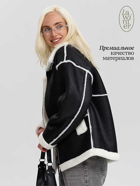 Дубленка женская зимняя LAWINTER, черная, модель 34571