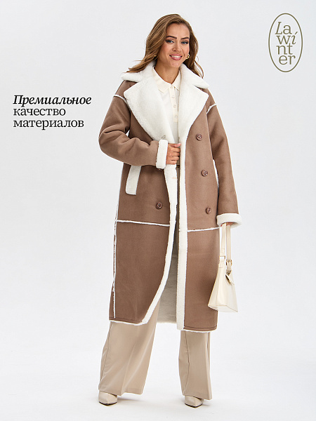 Дубленка женская зимняя LAWINTER, капучино, модель 34419
