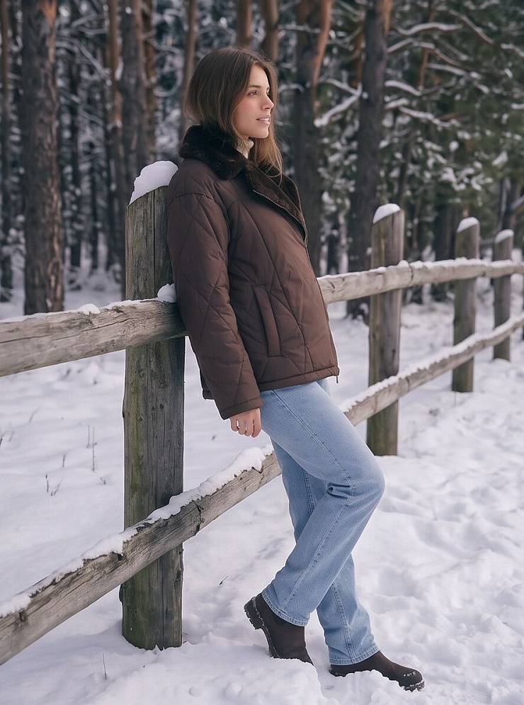 Куртка женская зимняя LAWINTER, коричневая, модель 86759