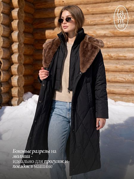 Пуховик женский зимний LAWINTER, черный, модель 86771