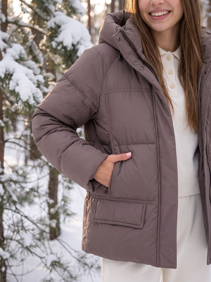Куртка женская зимняя LAWINTER, коричневая, модель 85221