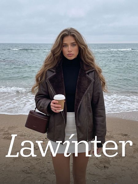 Дубленка женская демисезонная LAWINTER, коричневая, модель 36226