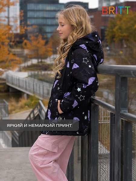 Куртка для девочки демисезонная BRITT, черная, модель 63751