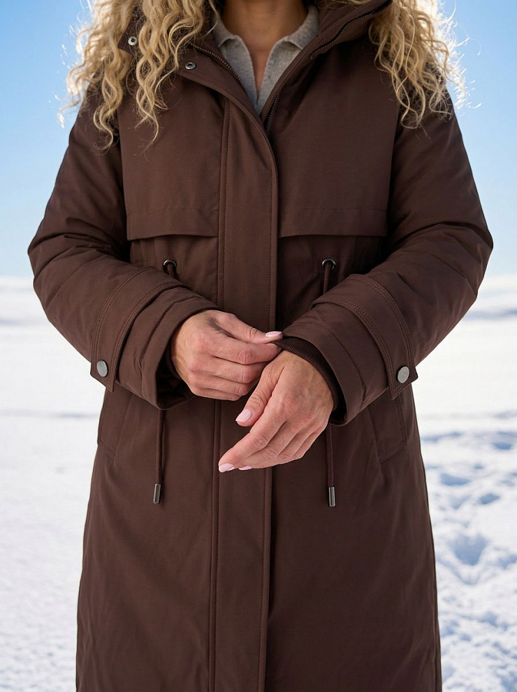 Парка женская зимняя LAWINTER, коричневая, модель 83726