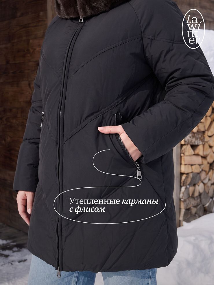 Пуховик женский зимний LAWINTER, черный, модель 86477