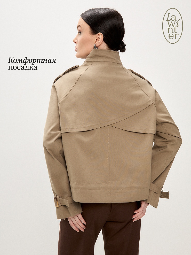 Плащ женский осенний LAWINTER, хаки, модель 83484