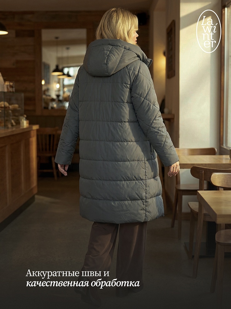 Пальто женское демисезонное LAWINTER, зеленое, модель 84844