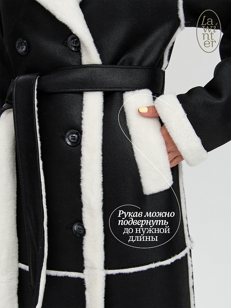 Дубленка женская зимняя LAWINTER, черная, модель 34419