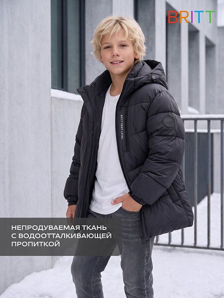 Куртка для мальчика зимняя BRITT, графит, модель 6656