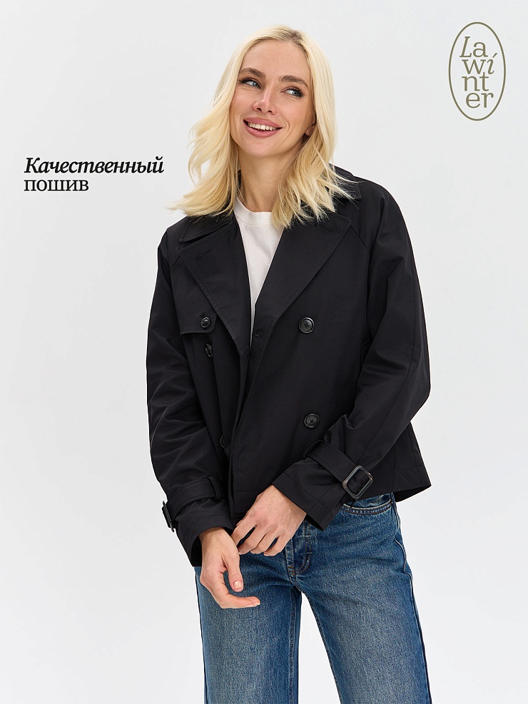 Плащ женский осенний LAWINTER, черный, модель 83414