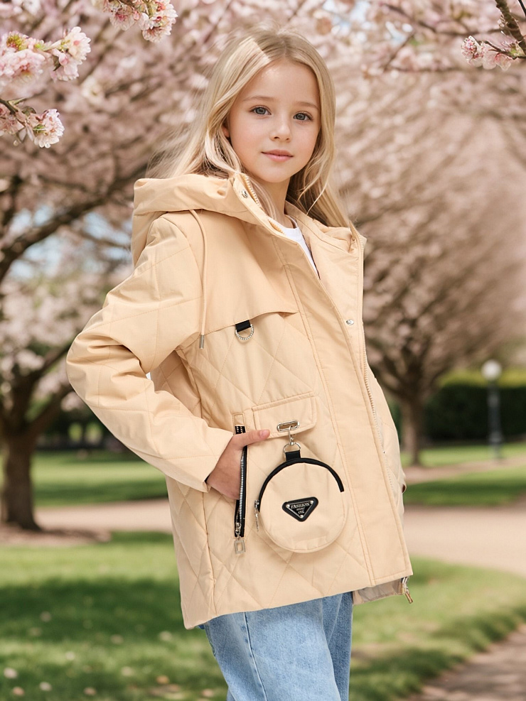 Куртка для девочки демисезонная BRITT, бежевая, модель 63239