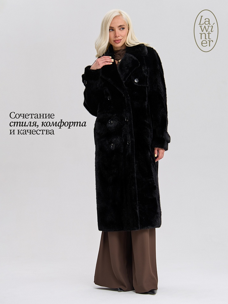 Шуба женская зимняя LAWINTER, черная, модель 54478