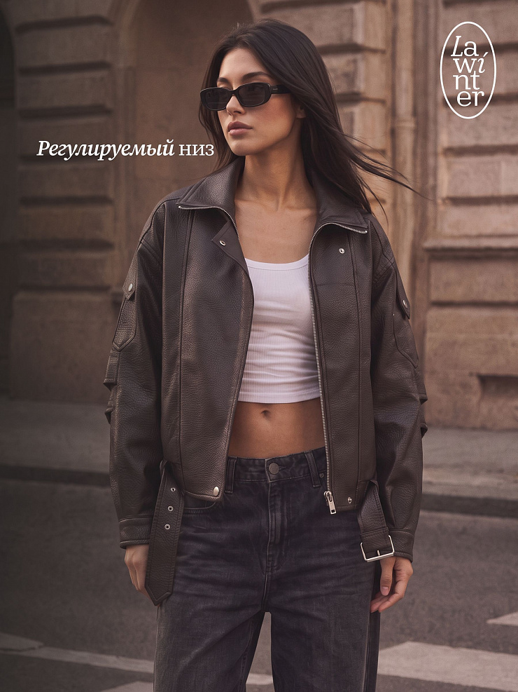 Куртка женская осенняя LAWINTER, коричневая, модель 26686