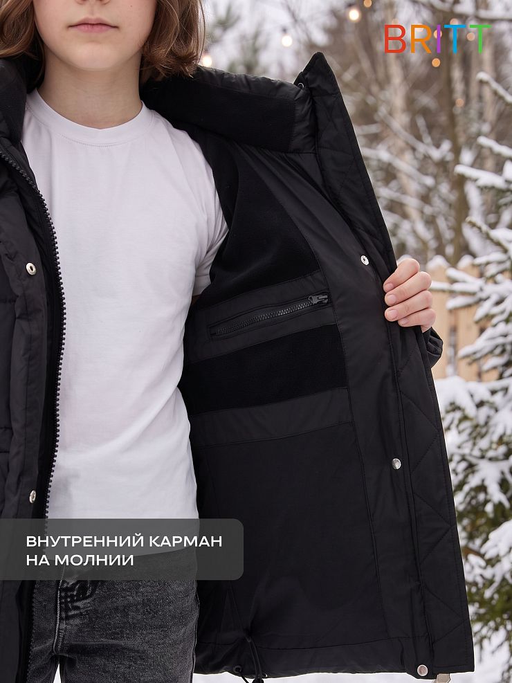 Куртка для девочки зимняя BRITT, черная, модель 66782