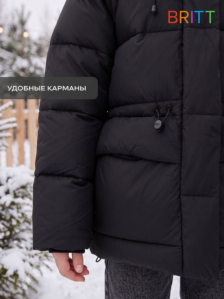 Куртка для девочки зимняя BRITT, черная, модель 66782