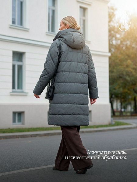 Пальто женское демисезонное LAWINTER, зеленое, модель 84844