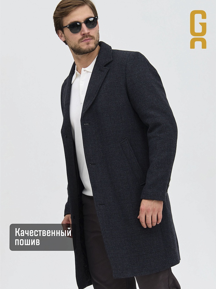 Пальто мужское осеннее GRIZMAN, черно-синее, модель 74579