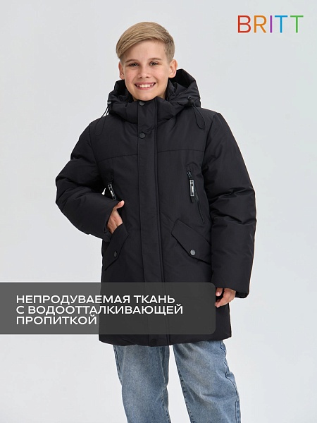 Куртка для мальчика зимняя BRITT, черная, модель 65336