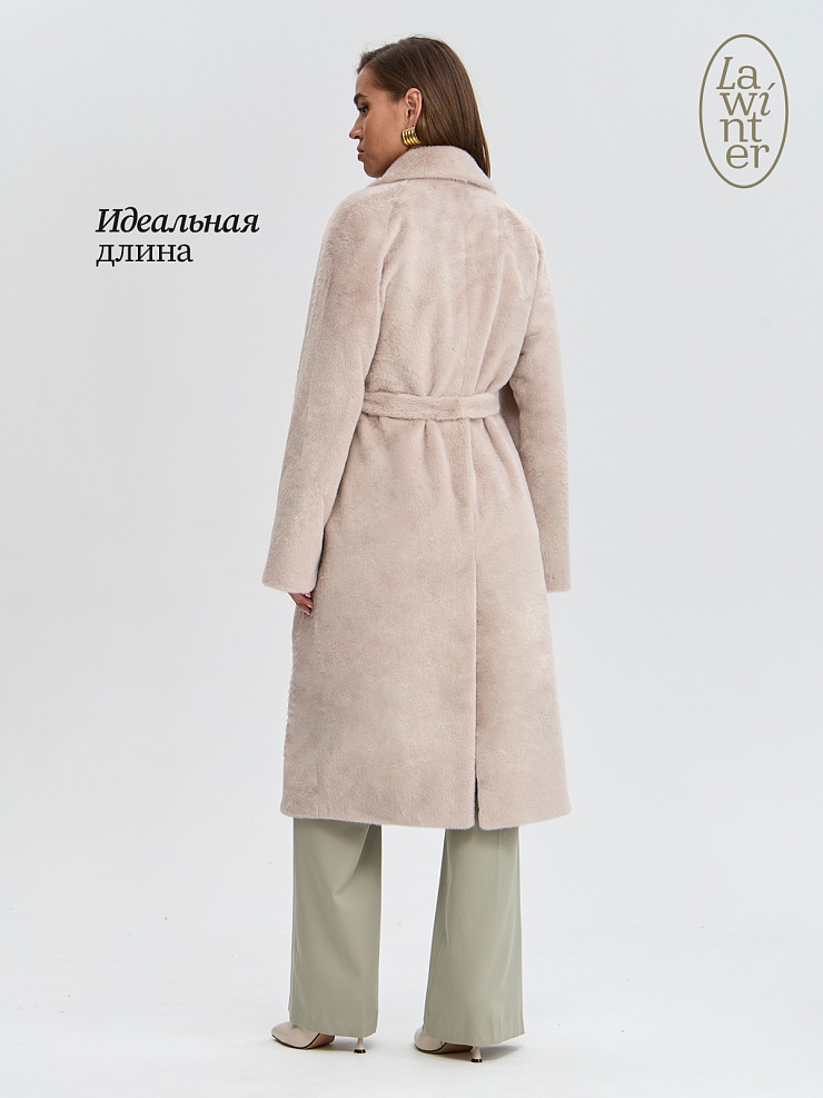 Пальто женское осеннее LAWINTER, бежевое, модель 84867