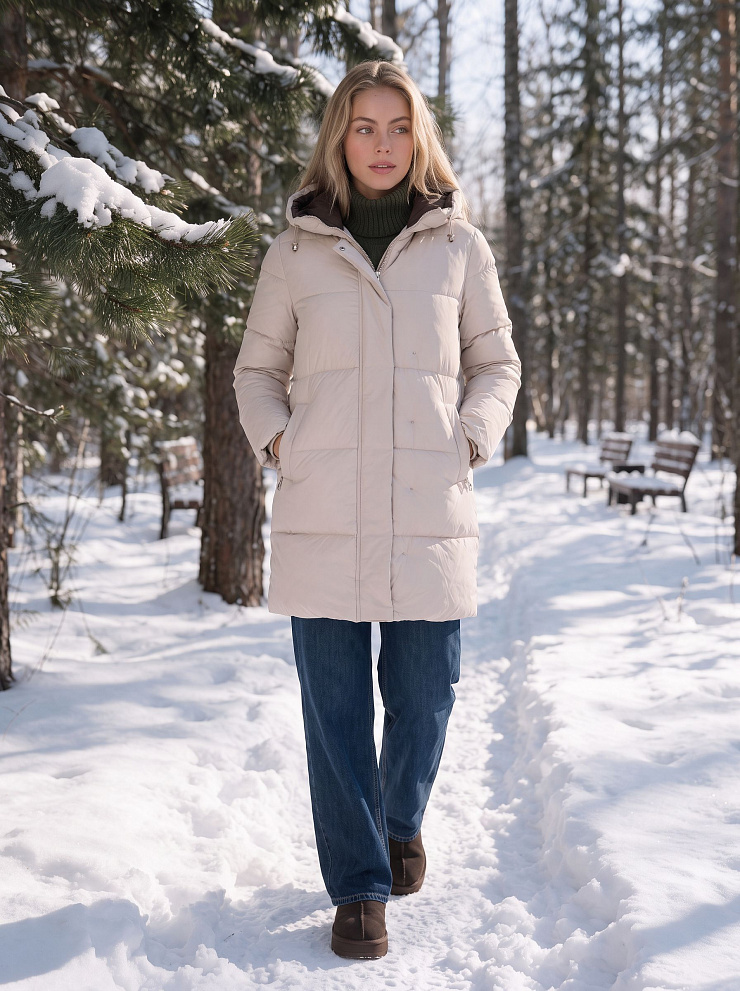 Куртка женская зимняя LAWINTER, молочная, модель 86838