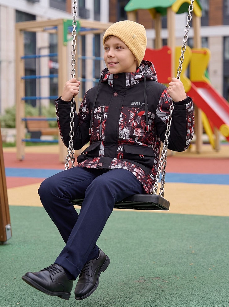 Куртка для мальчика демисезонная BRITT, черно-красная, модель 63107